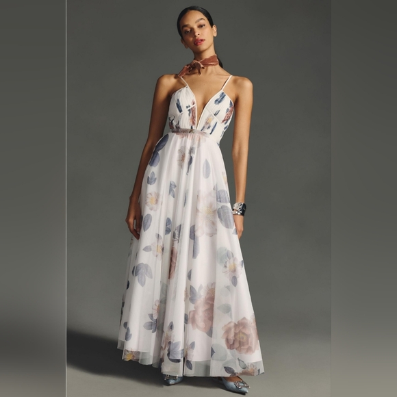 Anthropologie Geisha Designs V-Neck Corset Tulle Dress - Picture 2 of 3